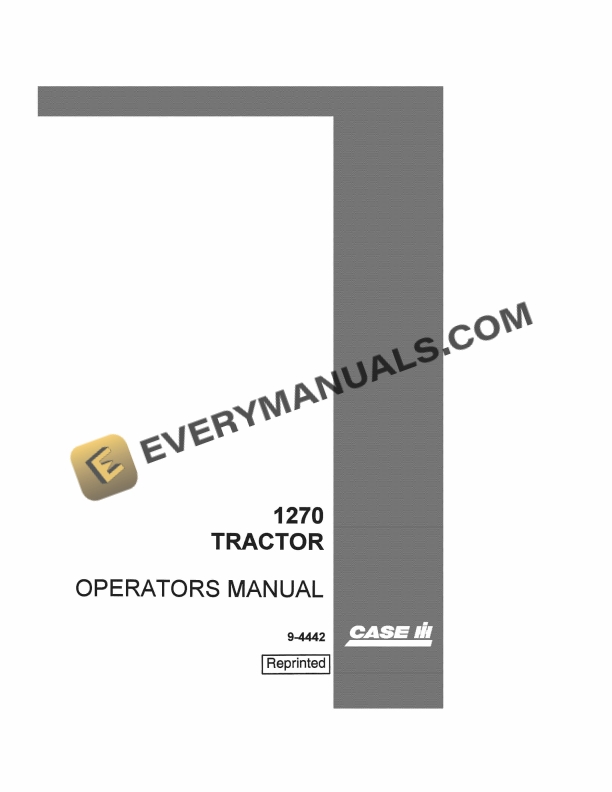 Case 1270 Tractor Operator Manual 9-4442. PDF
