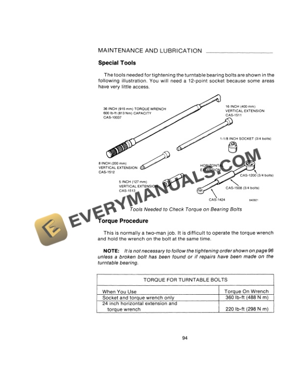 Case 1280B Excavator Operator Manual 9-9890-5