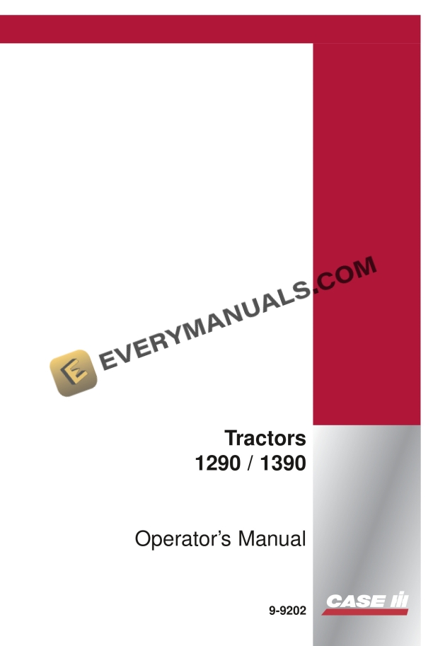 Case 1290, 1390 Tractor Operator Manual 9-9202. PDF