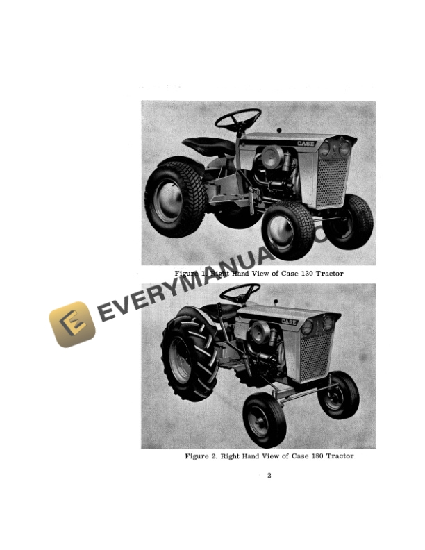Case 130, 180 Garden Tarctor Operator Manual 9-1801-2