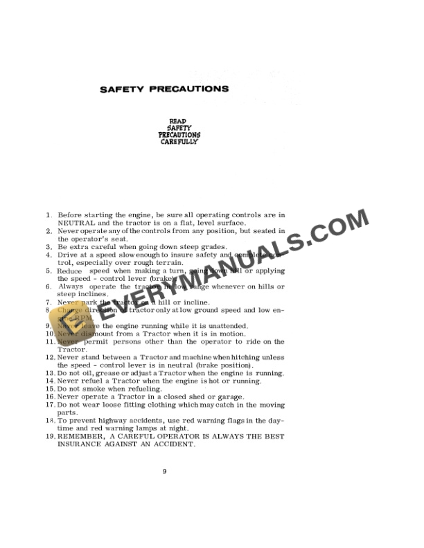 Case 130, 180 Garden Tarctor Operator Manual 9-1801-3