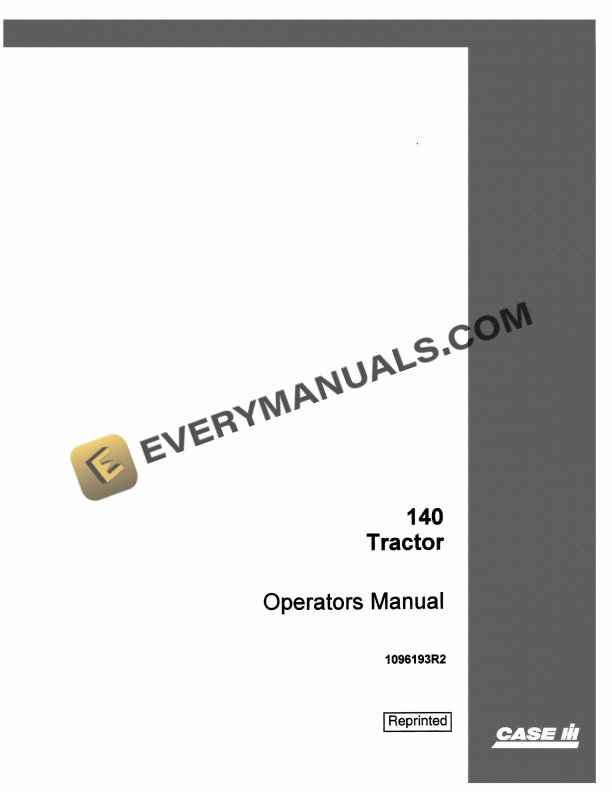 Case 140 Tractor Operator Manual 1096193R2 PDF