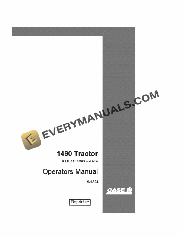 Case 1490 Tractor Operator Manual 9-9324. PDF