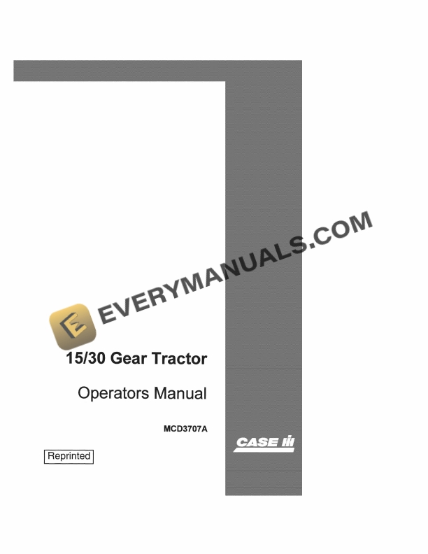 Case 15, 30 Gear Tractor Operator Manual MC-D 3707A PDF