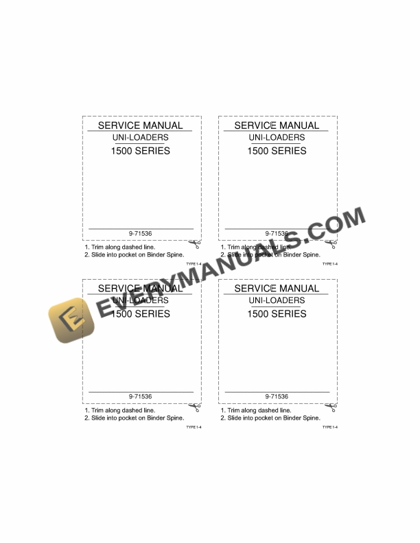 case 1500 series uni loader service manual 9 71536 1