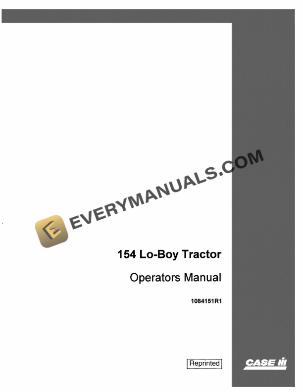 Case 154 Lo-Boy Tractor Operator Manual 1084151R1 PDF