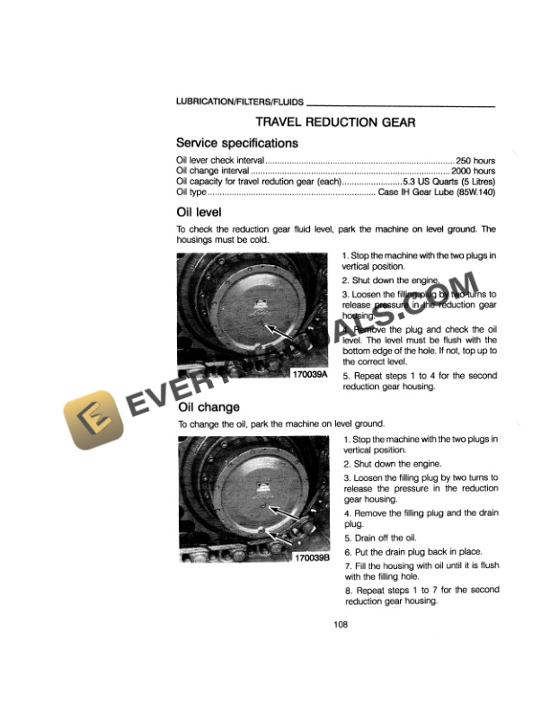 Case 170C Excavator Operator Manual 9-12642-5