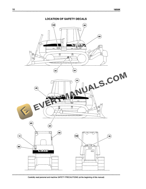 Case 1850K Crawler Dozer Operator Manual 6-32261-2
