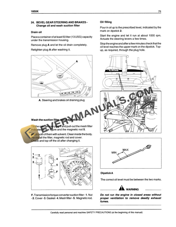 Case 1850K Crawler Dozer Operator Manual 6-32261-5