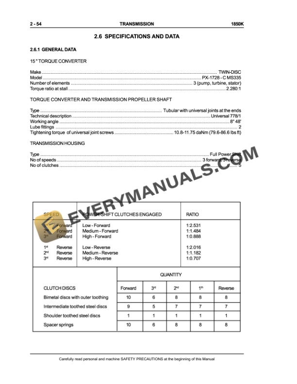 Case 1850K Crawler Dozer Service Manual 6-46480-3