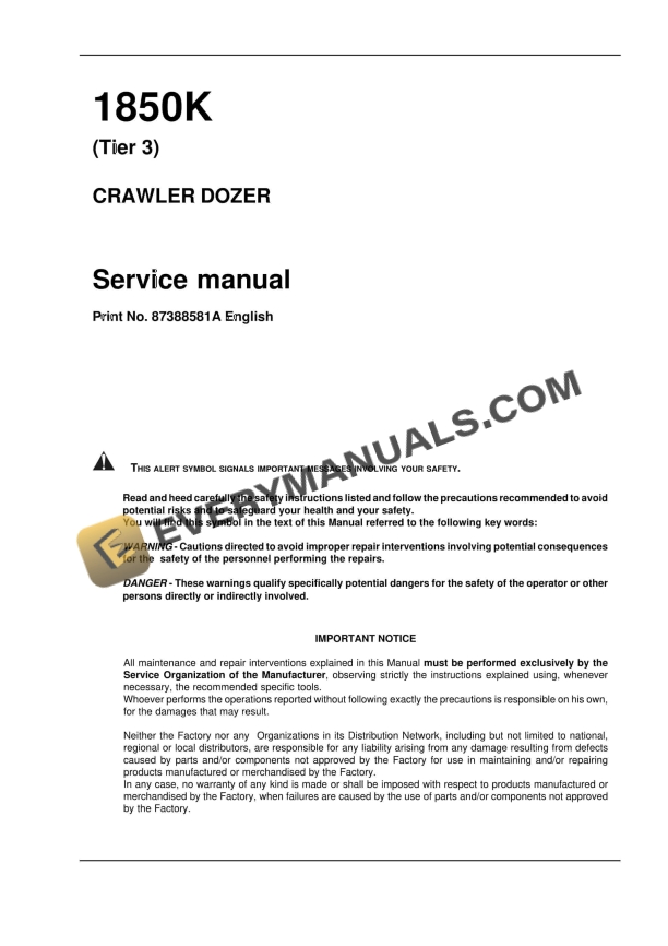 case 1850k tier 3 crawler dozer service manual 87388581a 1