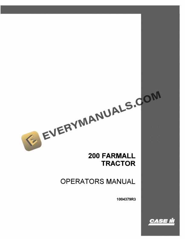 Case 200 Farmall Tractor Operator Manual 1004379R3 PDF