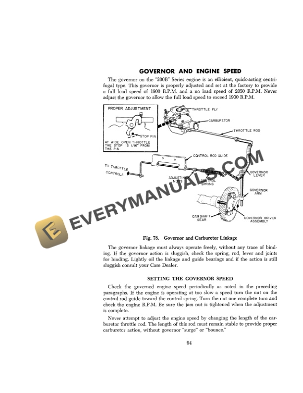 Case 200B Series Wheel Tractor Operator Manual 9-461-5