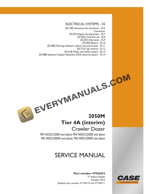 case 2050m tier 4a interim crawler dozer service manual 47936432 1
