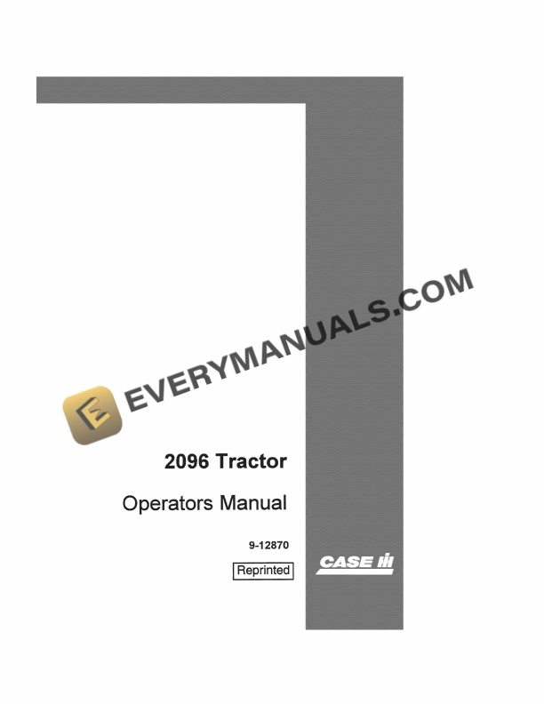 Case 2096 Tractor Operator Manual 9-12870 PDF