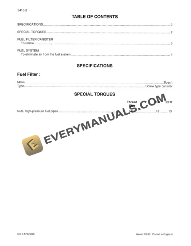 Case 21B, 121B, 221B Loader Service Manual 7-57881GB-3