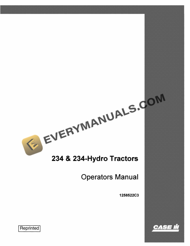 Case 234, 234-Hydro Tractor Operator Manual 1258522C3 PDF