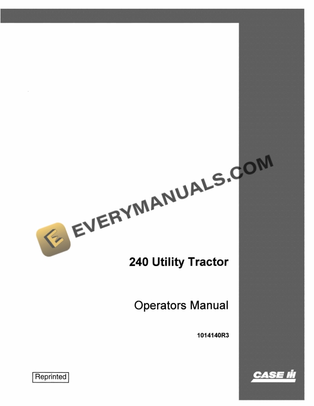 Case 240 Utility Tractor Operator Manual 1014140R3 PDF