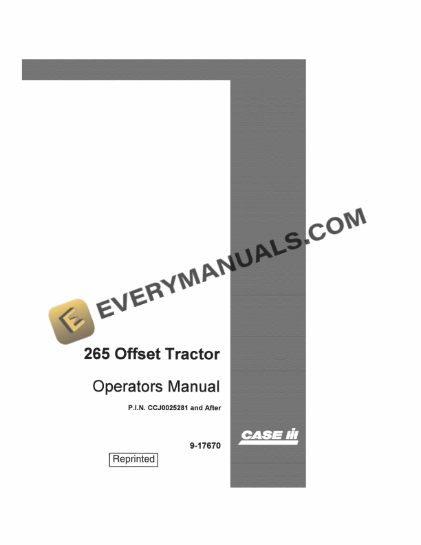 Case 265 Offset Tractor Operator Manual 9-17670 PDF 2 case 265 offset tractor operator manual 9 17670 1