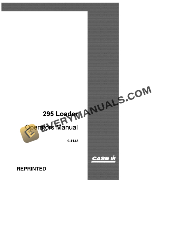 Case 295 Loader Operator Manual 9-1143. PDF 1 case 295 loader operator manual 9 1143 1