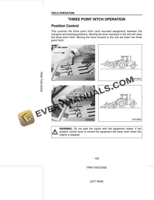 Case 3210, 3220, 3230, 4210, 4220, 4230, 4240 Tractor Operator Manual 9-24844-3