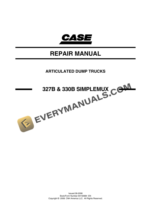 case 327b 330b simplemux articulated dump truck repair manual 84150684en 1