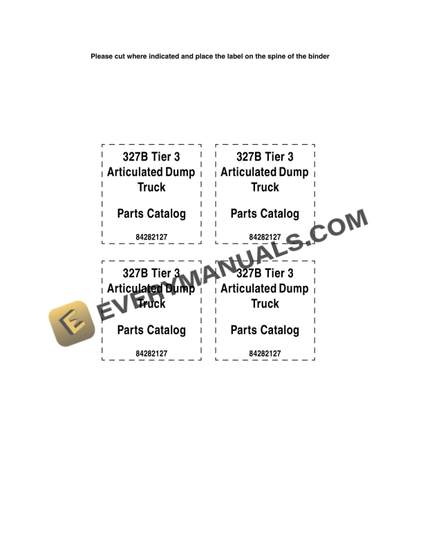 Case 327B Tier 3 Articulated Dump Truck Parts Catalog 84282127 PDF