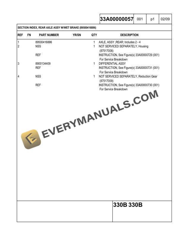 Case 330B Tier 3 Articulated Dump Truck Parts Catalog 84282128-3