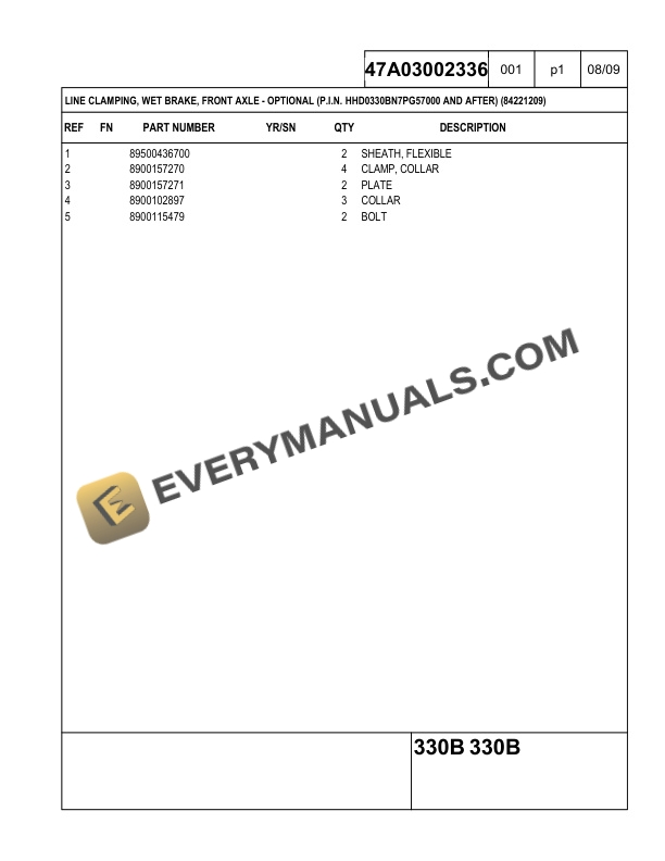 Case 330B Tier 3 Articulated Dump Truck Parts Catalog 84282128-4