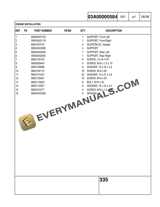 Case 335B Tier 3 Articulated Dump Truck Parts Catalog 87560083 NA-2