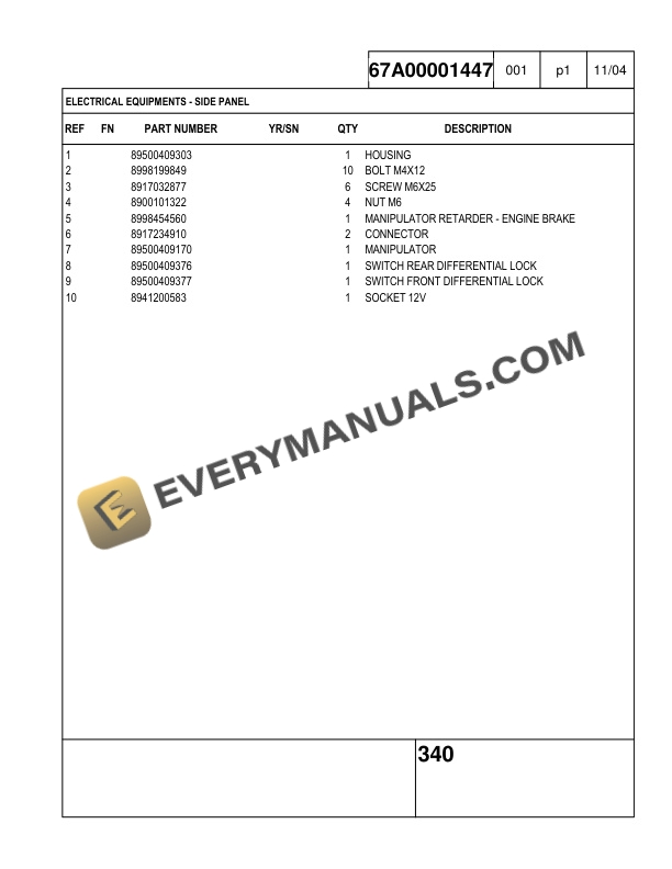 Case 340 Articulated Truck Parts Catalog 7-9601.-5