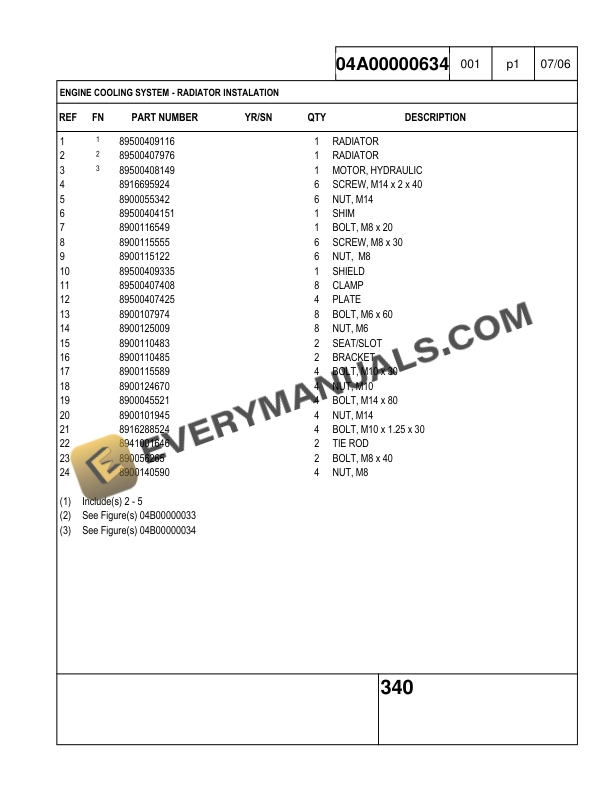 Case 340B Tier 3 Articulated Dump Truck Parts Catalog 87560085 NA-2