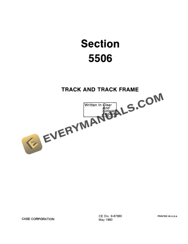 Case 350B Crawler Service Manual 9-67880-3