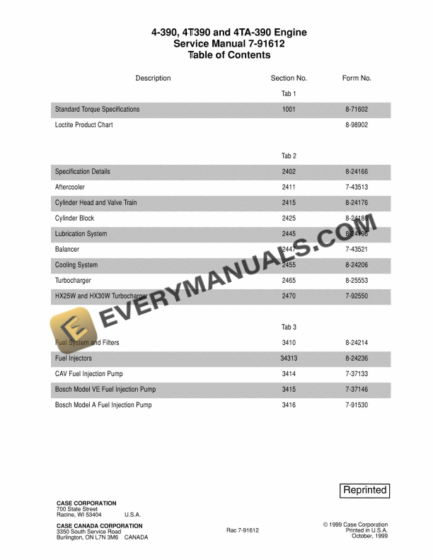Case 4-390, 4T390, 4TA-390 Engine Service Manual 7-91612 PDF 1 case 4 390 4t390 4ta 390 engine service manual 7 91612 1