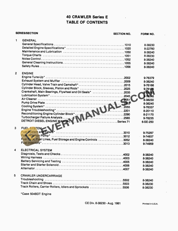 case 40 series e crawler service manual 8 38230 1