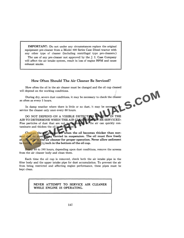 Case 400 Diesel Tractor Operator Manual 5688-5