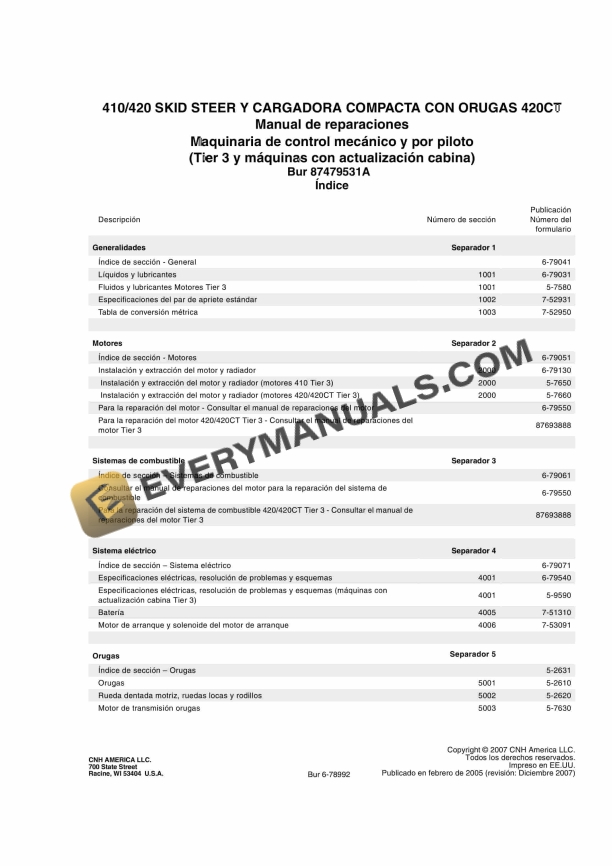 Case 410, 420 Skid Steer - 420CT Compact Track Loader Repair Manual 87479531A ES PDF