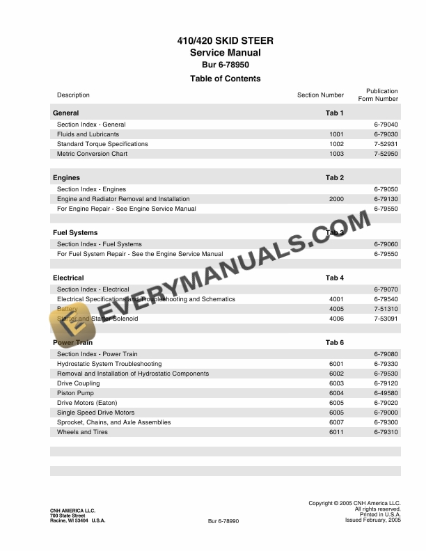 case 410 420 skid steer service manual 6 78950 1