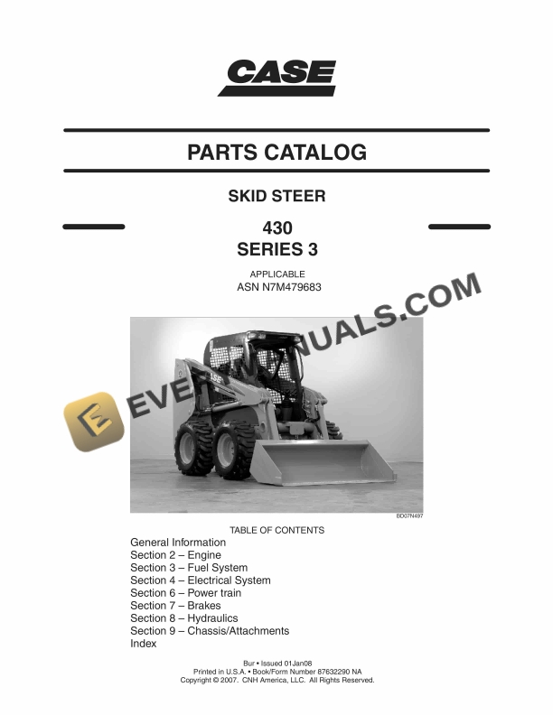 Case 430 Series 3 Skid Steer Parts Catalog 87632290NA PDF