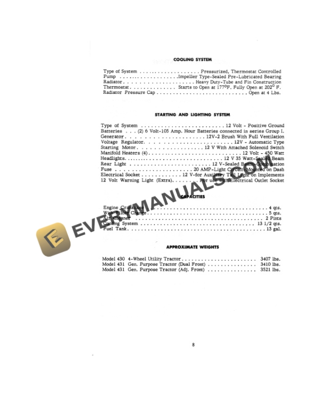 Case 430 Series Diesel Tractor Operator Manual 9-92452-2