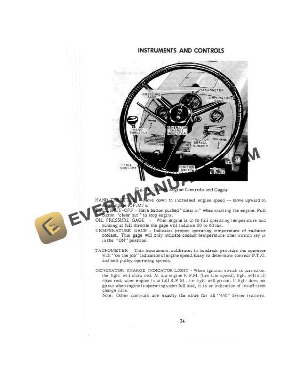 Case 430 Series Diesel Tractor Operator Manual 9-92452-4