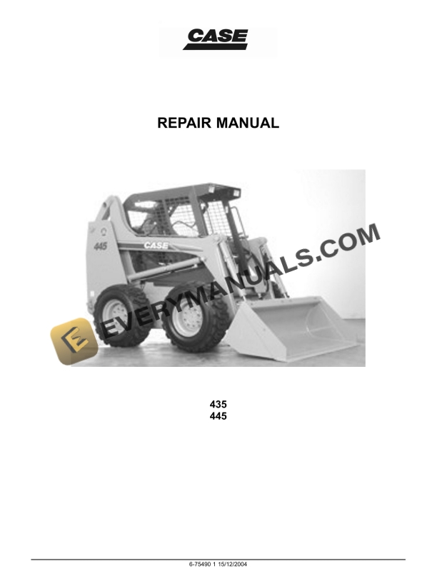case 435 445 tractor repair manual 6 75490 1