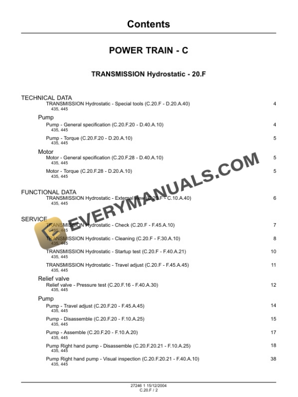 Case 435, 445 Tractor Repair Manual 6-75490-3
