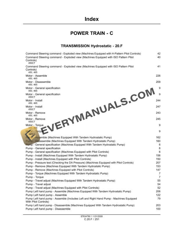 Case 450, 465, 450CT Series 3 Skid Steer - Compact Track Loader Repair Manual 87634780-4