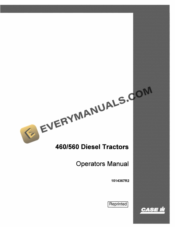 Case 460, 560 Diesel Tractor Operator Manual 1014367R2 PDF 1 case 460 560 diesel tractor operator manual 1014367r2 1