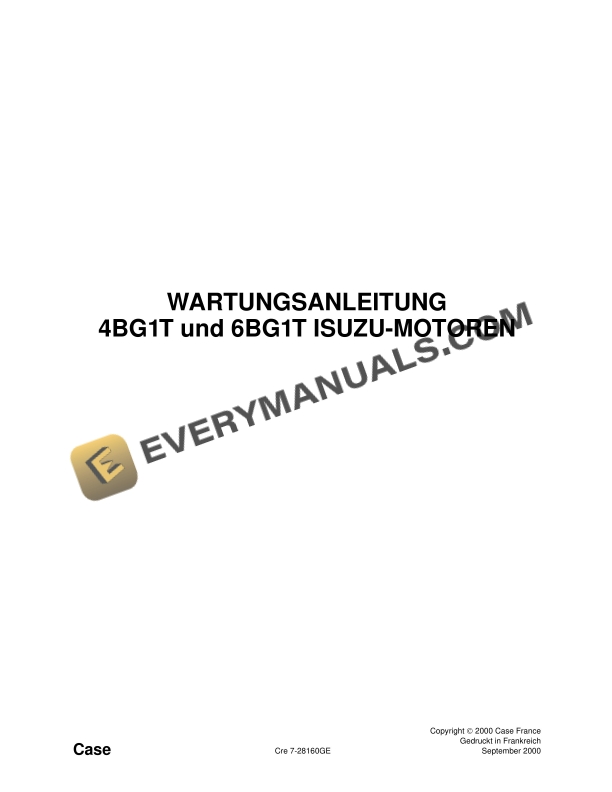 Case 4BG1T, 6BG1T Isuzu Engine Maintenance Instruction 7-28160 GE PDF