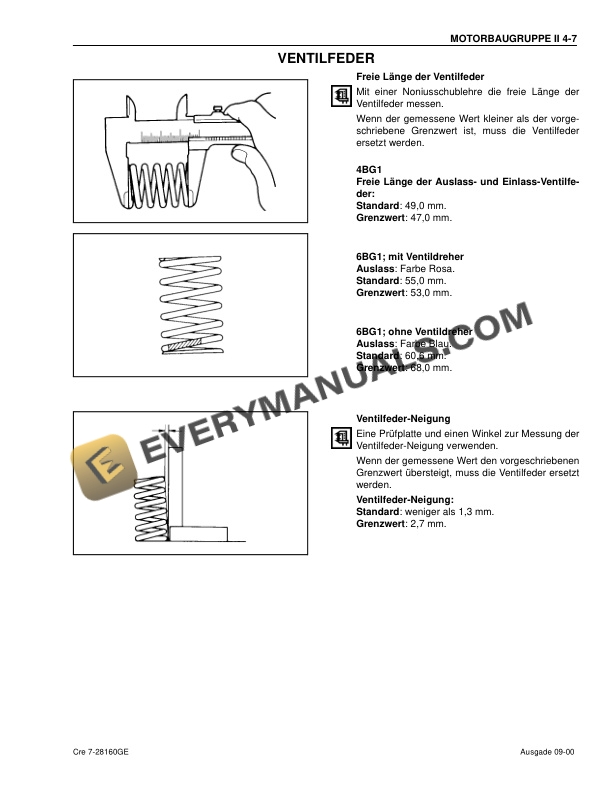 Case 4BG1T, 6BG1T Isuzu Engine Maintenance Instruction 7-28160 GE-3