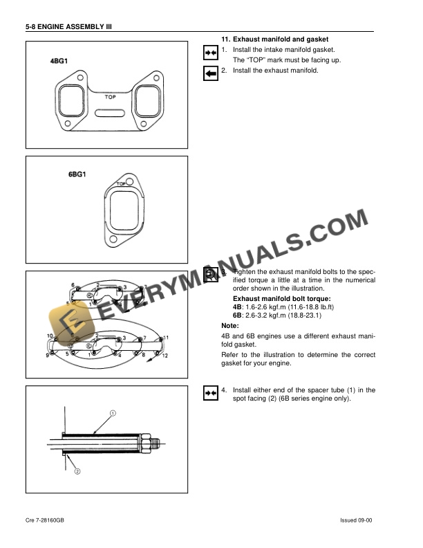Case 4BG1T, 6BG1T Isuzu Engine Service Manual 7-28160GB-4