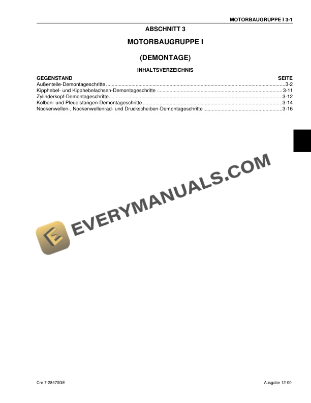 Case 4JB1 Isuzu Engine Maintenance Instruction 7-28470 GE-2