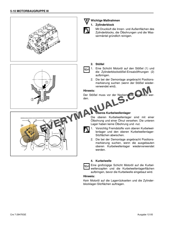 Case 4JB1 Isuzu Engine Maintenance Instruction 7-28470 GE-4